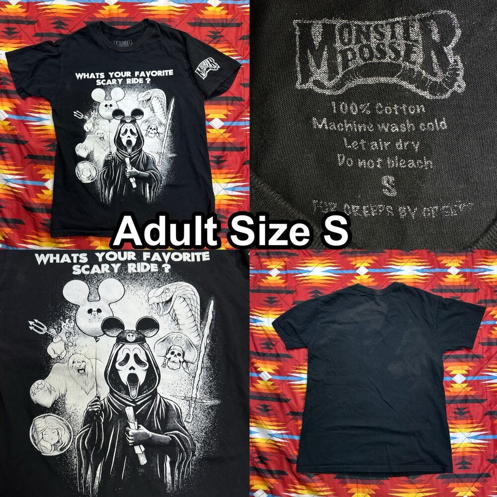 Monster Posse Black T-Shirt Ghostface Scream Disneyland Adult Sz Small Halloween